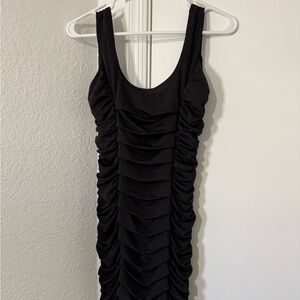 Elegant Black Ruched Dress
